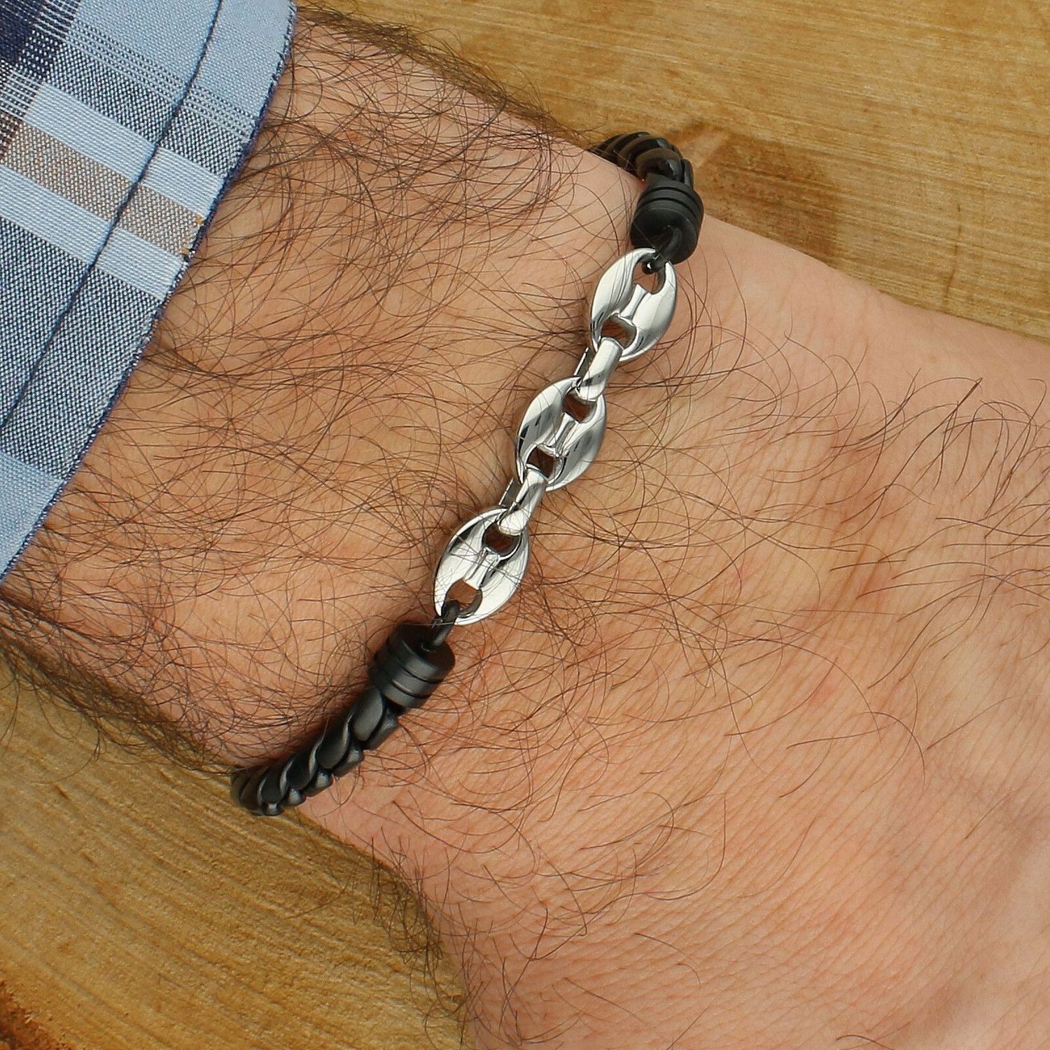 Bransoletka męska Nomination Manvision 133022 030 – stal nierdzewna, czarny łańcuszek PVD (2).jpg